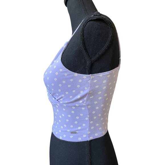Hollister Must-Have top lavender floral v-neck adjustable straps daisy print - Picture 3 of 8